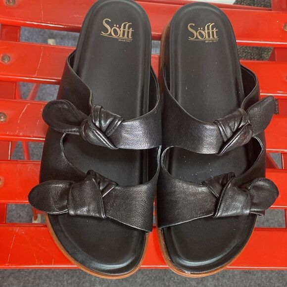 Sofft Leather Bow Strapps Upper Slip On Sanda - Picture 1 of 7